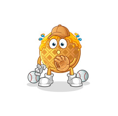 waffle baseball Catcher cartoon. cartoon mascot vector