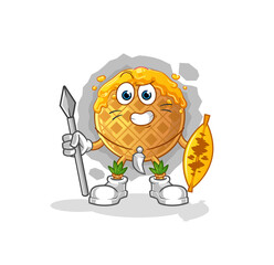 waffle african tribal fighter mascot. cartoon vector