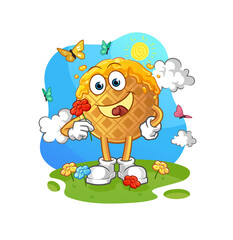 waffle pick flowers in spring. character vector