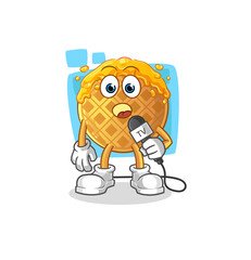 waffle tv reporter cartoon. cartoon mascot vector
