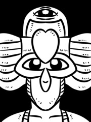 black and white of monster cartoon