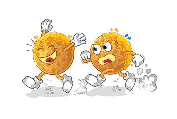 waffle play chase cartoon. cartoon mascot vector