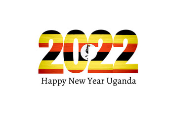 Happy New Year 2022 Uganda Flag 
