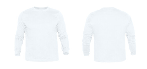 Blank long sleeve T Shirts color white template front and back view on white background
