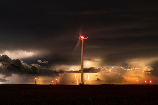 Massive Lightning Storm at Colorado Wind Farm