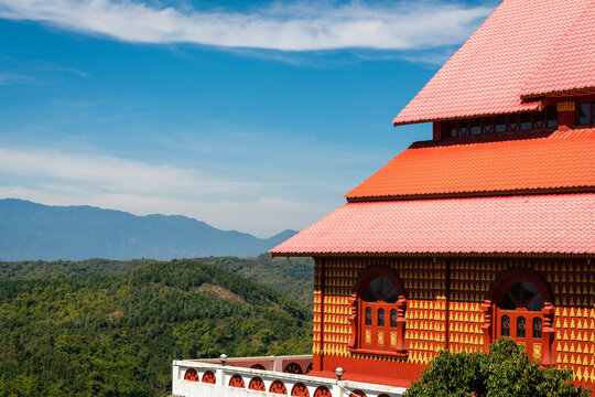Terrace of Dhart Zom Doi Kabar Aye Pagoda near Kengtung, Myanmar