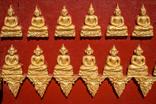 Buddha statues at Dhart Zom Doi Kabar Aye Pagoda, Kengtung, Myanmar