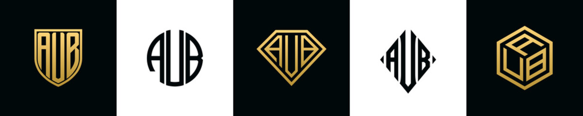 Initial letters AUB logo designs Bundle