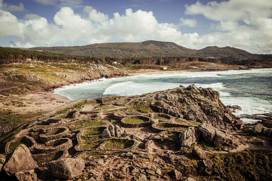 Historical ruins of the Celts in the Castros de Baro&ntilde;a