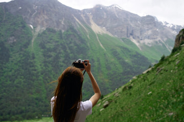 woman photographer outdoors travel lifestyle professional landscape