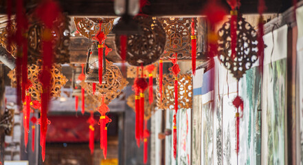 charms hanging from ceiling in Yangshuo