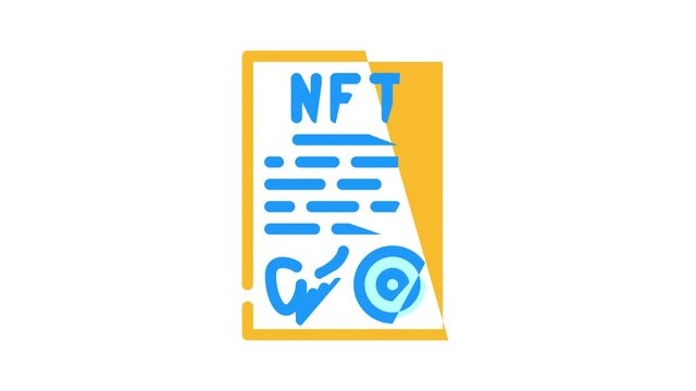 approved virtual nft contract animated color icon approved virtual nft contract sign. isolated on white background