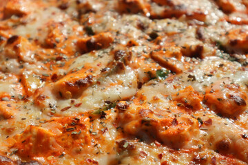 Edible uniform background - pizza surface.