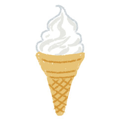 ソフトクリーム　イラスト　クレヨン　素材
