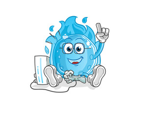 blue comet playing video games. cartoon character