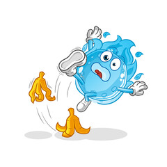 blue comet slipped on banana. cartoon mascot vector