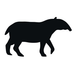 Vector hand drawn tapir silhouette isolated on white background