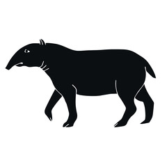 Vector hand drawn doodle sketch black tapir isolated on white background