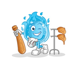 blue comet playing baseball mascot. cartoon vector