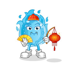 blue comet Chinese with lanterns illustration. character vector