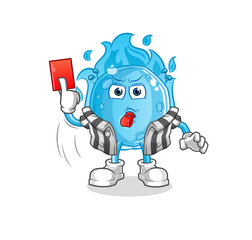 blue comet referee with red card illustration. character vector