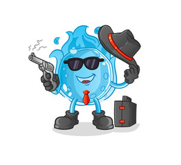 blue comet mafia with gun character. cartoon mascot vector