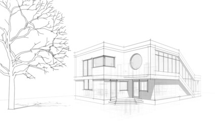 modern architecture digital background 3d illustration