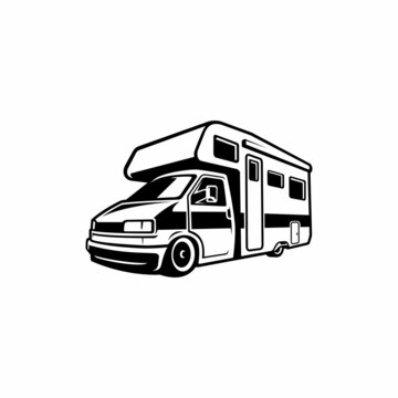 recommend clip art: camper van - RV - snail camper - caravan - motor home illustration logo vector
