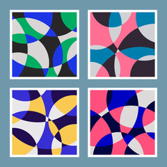Abstract Geometric Colorful Backgrounds. Vector Design. Bauhaus Composition.