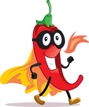 Strong Red Chili Pepper Vector Cartoon Mascot