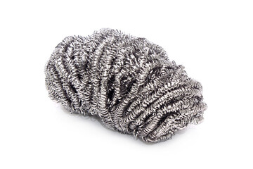 Steel wool isolated on white background. Kitchenware