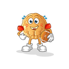 meatball playing rugby character. cartoon mascot vector