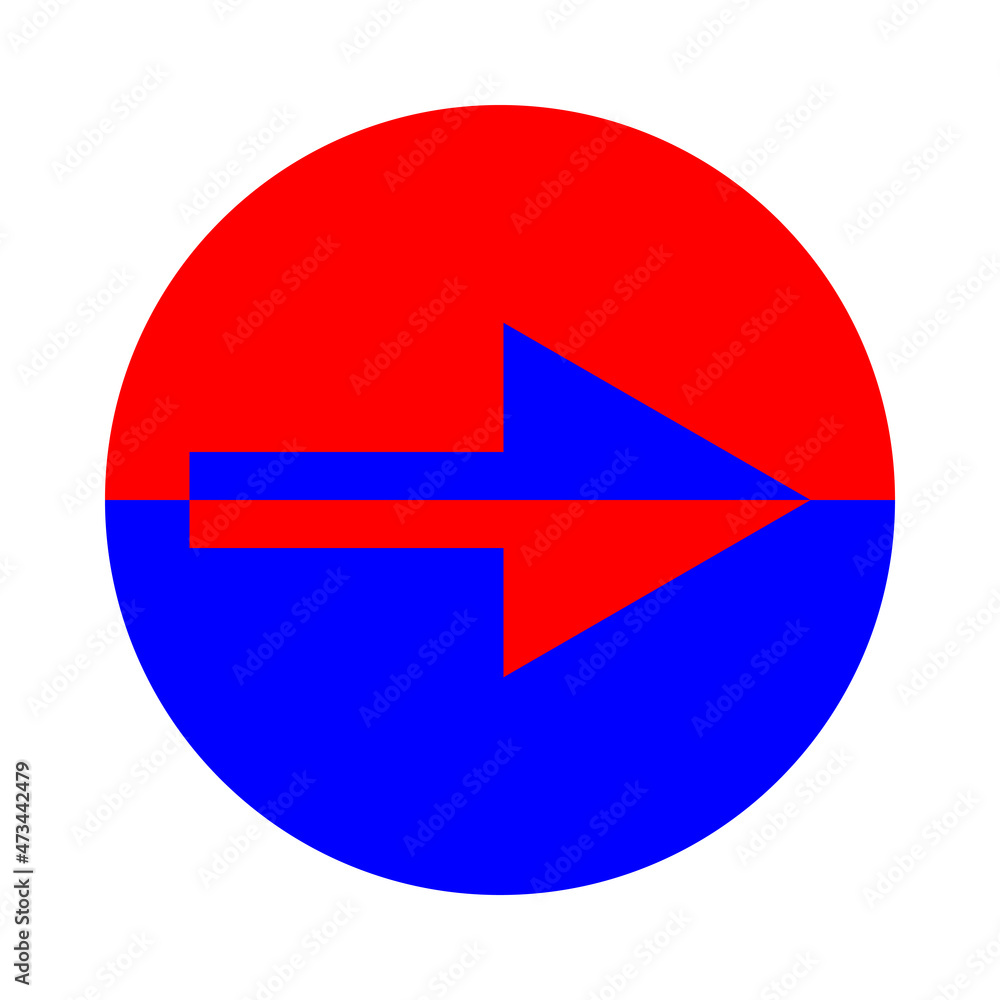 Aufkleber arrow icon in circle. red and blue. right direction. line art element. app symbol. vector illustrati