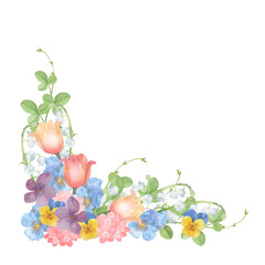 Obraz na płótnie Canvas 春の花のブーケ　水彩画