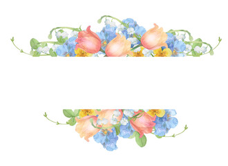 春の花のフレーム　長方形