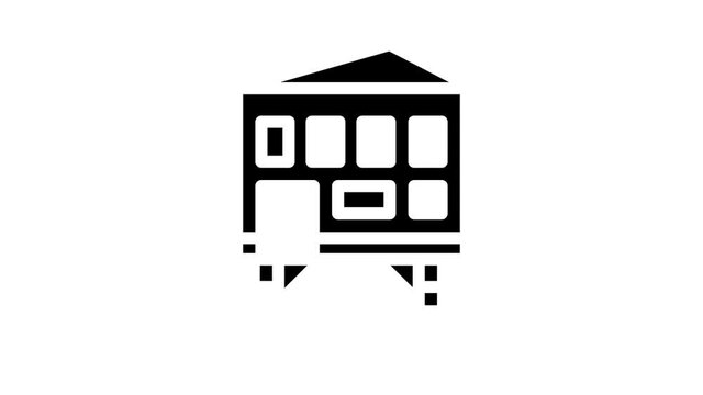 stilt house animated glyph icon stilt house sign. isolated on white background