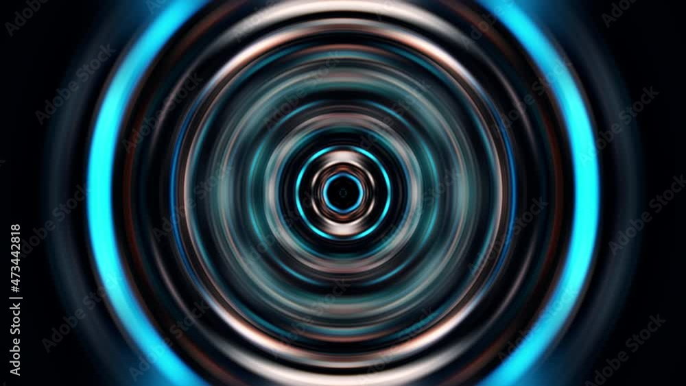 Poster abstract glowing flicker blue gold neon circle light kaleidoscope wave symmetrical motion background