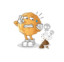 meatball with stinky waste illustration. character vector