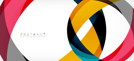 Geometric abstract background. Circle created with overlapping color shapes. Vector Illustration For Wallpaper, Banner, Background, Landing Page