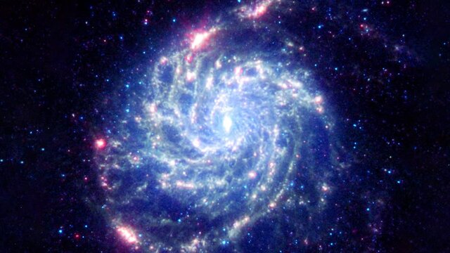 Interstellar space travel universe to the M31 Spiral Galaxy. Messier 31 is the largest galaxy in the M81 Group. 4K 3D Outer Space exploration abstract background concept. Elements furnished by NASA. 
