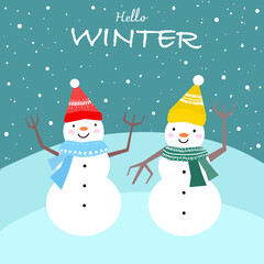 snowman with christmas tree