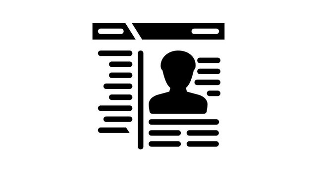 cms with data kyc animated glyph icon cms with data kyc sign. isolated on white background