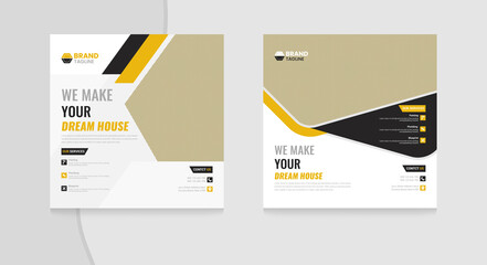 Fototapeta premium abstract Construction renovation flyer & handyman home repair or Social media web Banner template Design