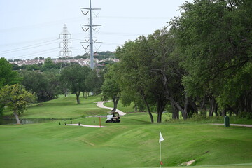 golf course with cart