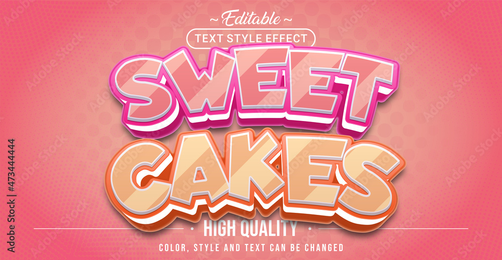 Poster editable text style effect - sweet cakes text style theme.