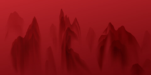 chinese new year 2022 chinese ink painting Beautiful high mountains with modern design. © HNKz