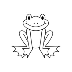 Cute cartoon Frog. Black and white vector illustration for coloring book.