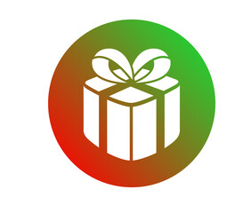 Colorful green red gradient Christmas holiday gift box icon