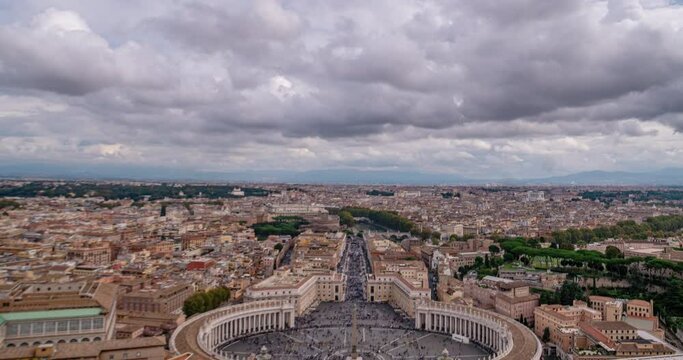 View from The Vatican City , The Holly See, in Rome Italy, over the St Peter's Basilica and St Peter's Square