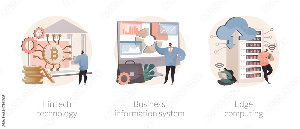 Poster it infrastructure and technology integration abstract concept vector illustrations.